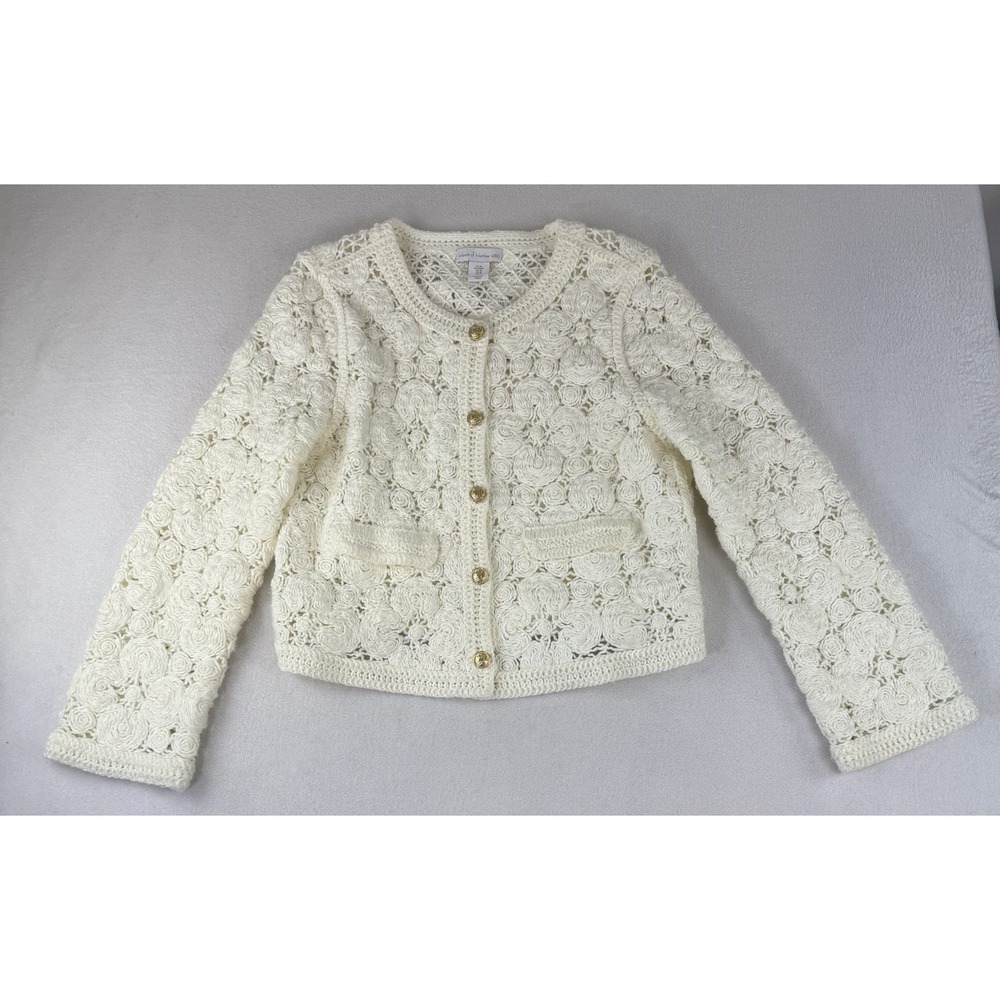 House‎ of Harlow 1960 Crochet Cardigan Medium Gold Buttons Bohemian Cottage Core